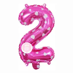 #2 rosado con corazones de 16"