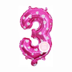 #3 rosado con corazones de 16"