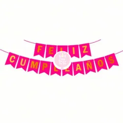 Banderin de feliz cumpleaños rosado oscuro