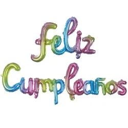 Cartel de feliz cumpleaños inflable multicolor 