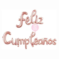 Cartel de feliz cumpleaños inflable rosa oro