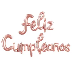 Cartel de feliz cumpleaños inflable rosa oro