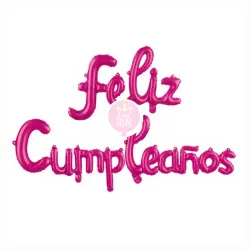 Cartel de feliz cumpleaños inflable rosado oscuro