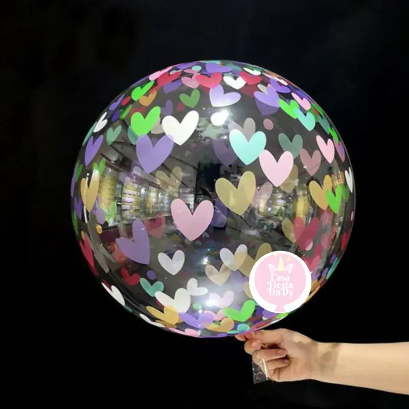 Globo burbuja con corazones de 20"