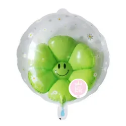 Globo burbuja con flor verde