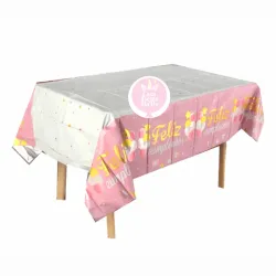 Mantel cromado rosado con feliz cumpleaños