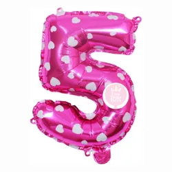 #5 rosado con corazones de 16"