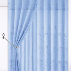 Cortinas de satín y encaje (Azul claro)