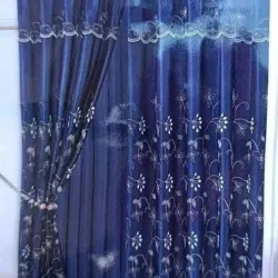 Cortinas de satín y encaje (Azul marino)