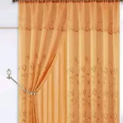 Cortinas de satín y encaje (Dorado)