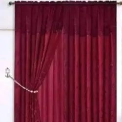 Cortinas de satín y encaje (Rojo vino)
