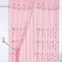 Cortinas de satín y encaje (Rosado claro)