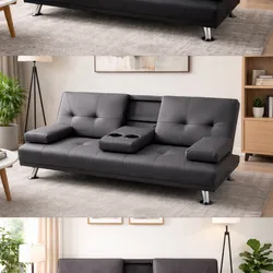 Sofá cama sencillo con portavasos