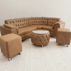 Juego de Sala esquinero 4.5 plazas con botones Diamante 