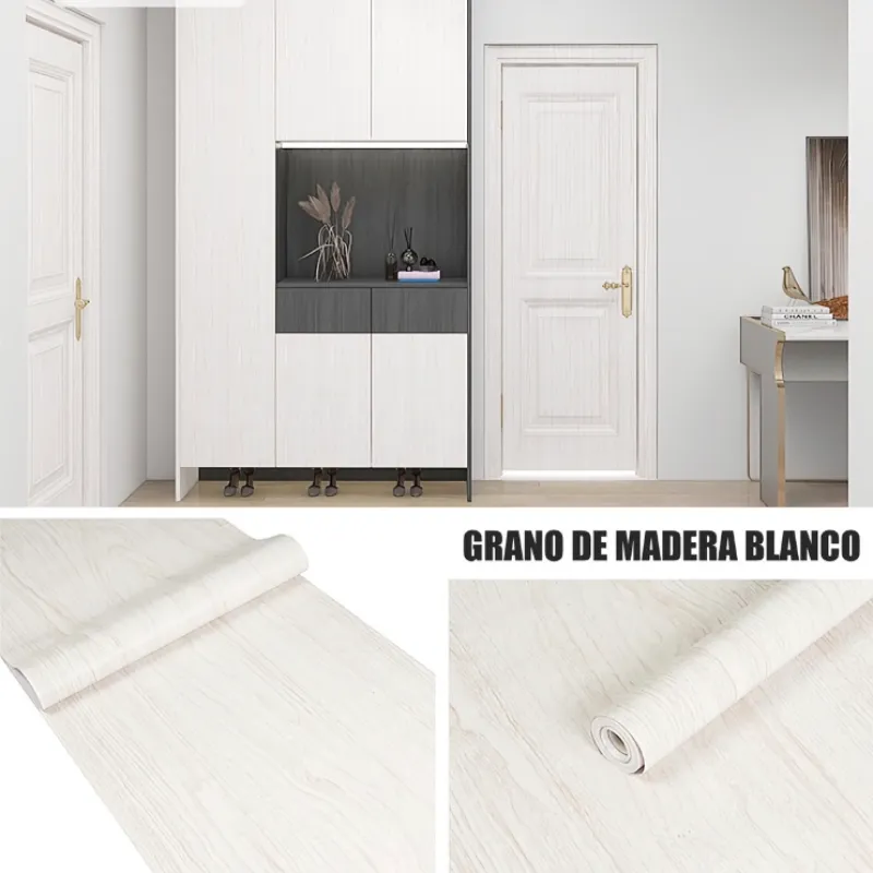 1M x 45CM-Papel Tapiz Madera Blanca 