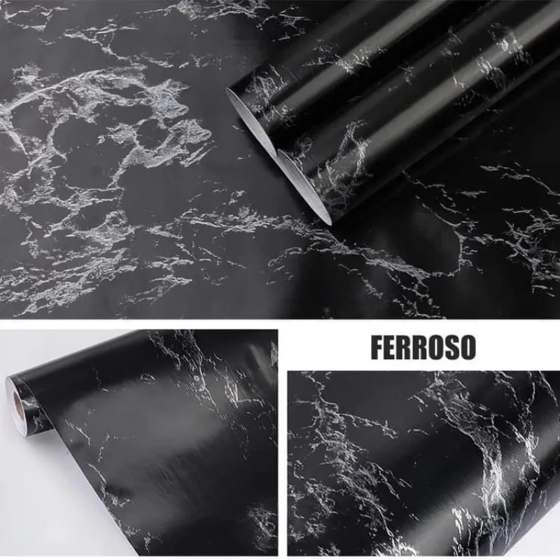 1M x 45CM-Papel Tapiz Mármol Negro