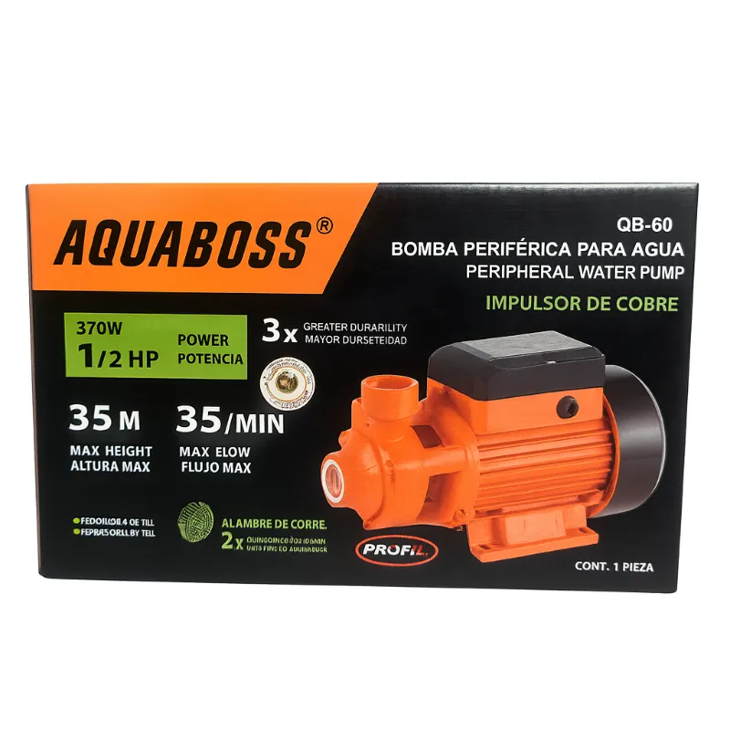 BOMBA PERIFÉRICA PARA AGUA AQUABOSS QB-60 (1/2 HP)