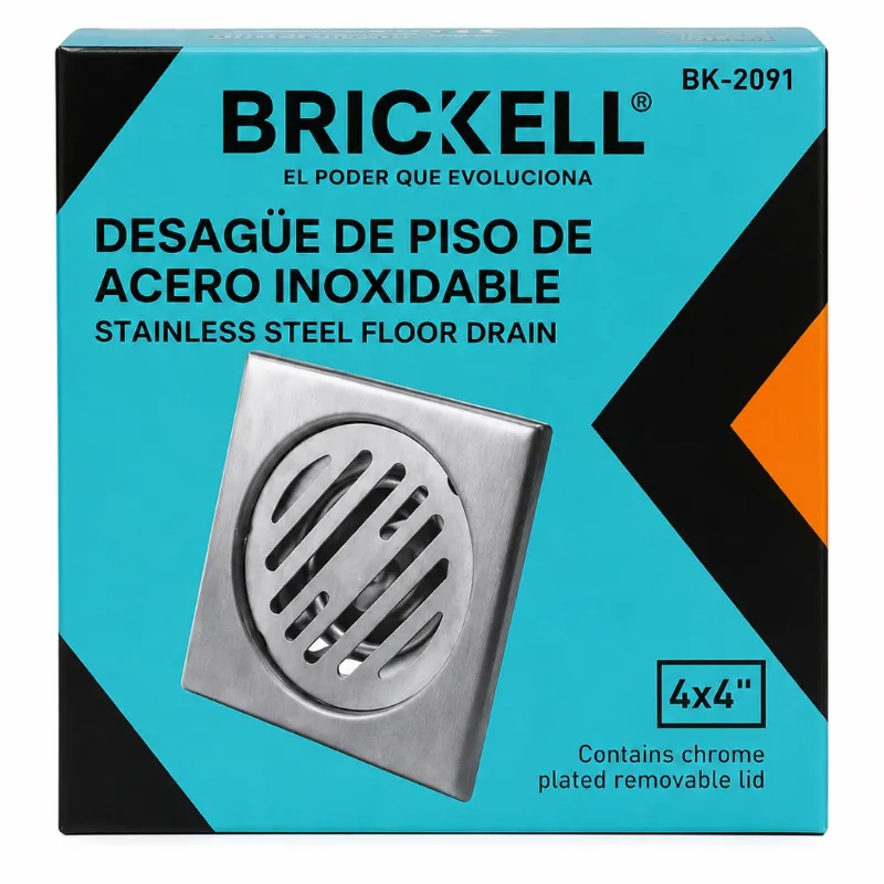 Desagüe de Piso de Acero Inoxidable Brickell 4x4”