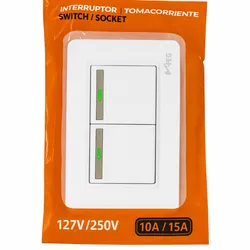 Interruptor Doble V-TEG 127V / 250V (10A / 15A)