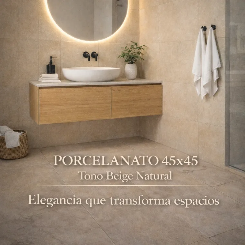 Porcelanato 45x45 cm – Beige Natural Mate