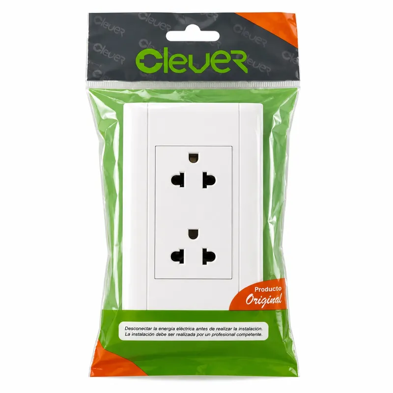 Tomacorriente Doble Universal Clever Blanco