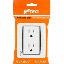 Tomacorriente Doble V-TEG 127V/250V (10A/15A)