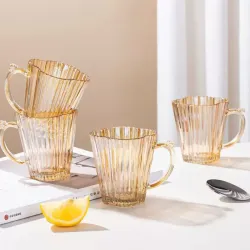 Set de tazas grandes de cristal ámbar
