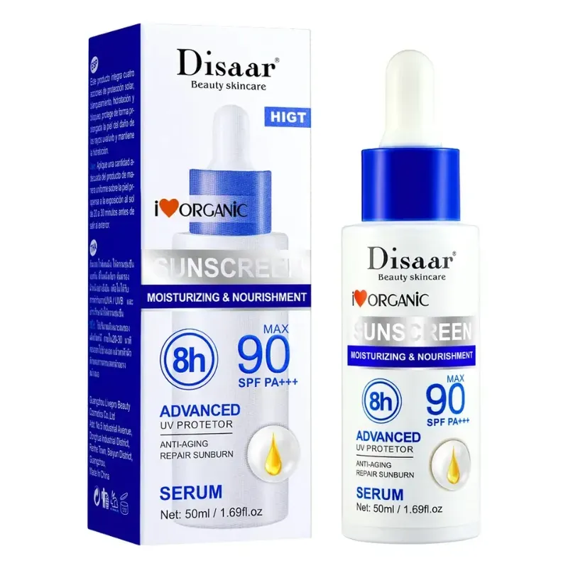 Protector solar tipo serum para piel seca, SPF 90 DISAAR 
