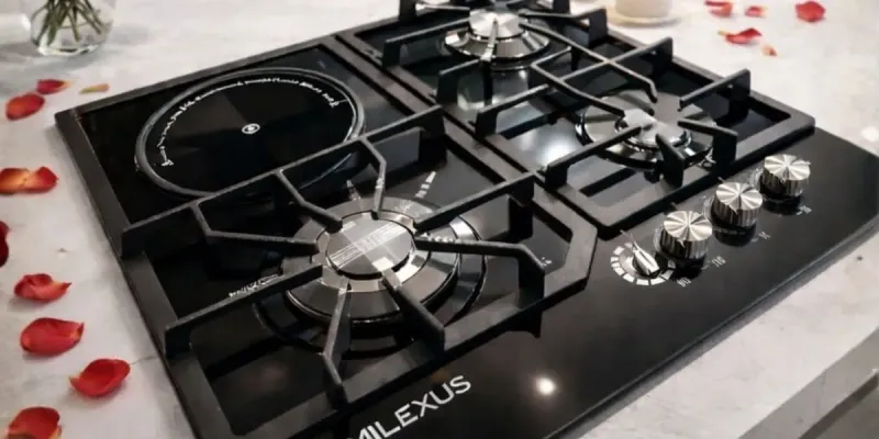 COCINA EMPOTRABLE DE GAS E INFLAROJA MILEXUS DE 4 HORNILLAS