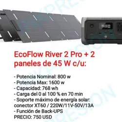 Kit de energía completo ( Ecoflow river 2  pro + 2 paneles de 45 w))
