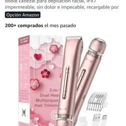 Recortadora de Bikini para Mujer, Afeitadora Eléctrica Facial y Corporal, Doble Cabezal 2 en 1, 