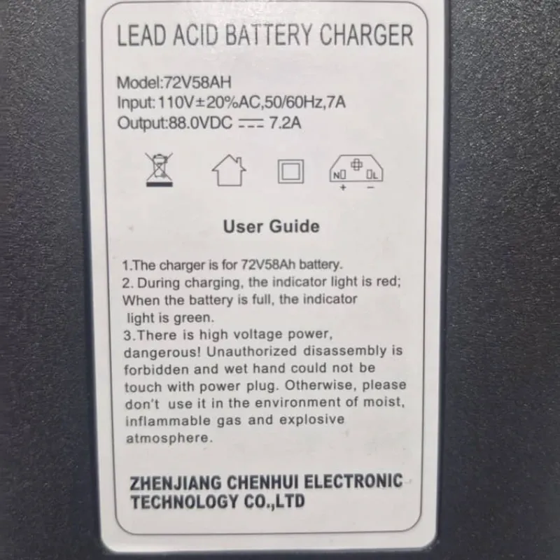 Cargador de triciclo para baterías de gel y plomo ácido de 72V-58Ah