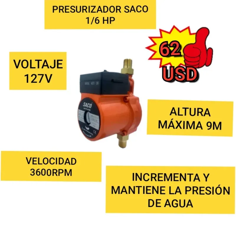 PRESURIZADOR DE AGUA SACO 62 USD