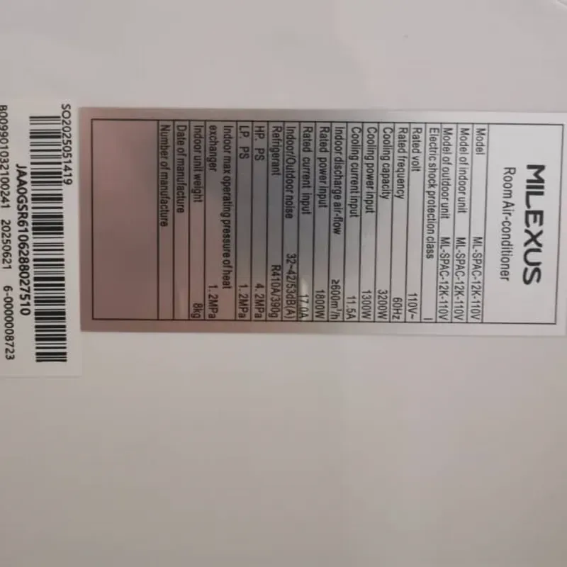 SPLIT MILEXUS 1TONELADA 110V 280 USD