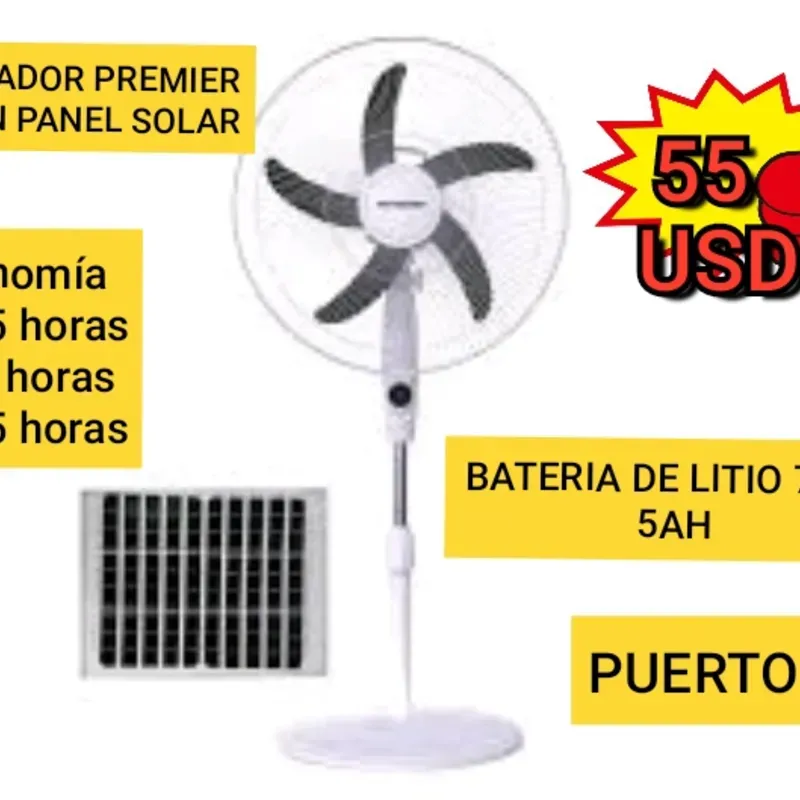VENTILADOR RECARGABLE PEDESTAL PREMIER 18" 55 USD