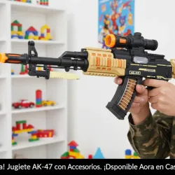 Juguete pistola tipo escopeta AK-47 con accesorios 