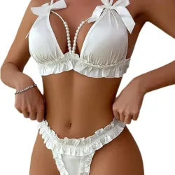 Lencería Blanco con Perlas