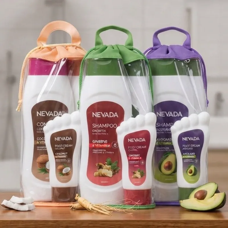 Set de champú y acondicionador con crema de pies