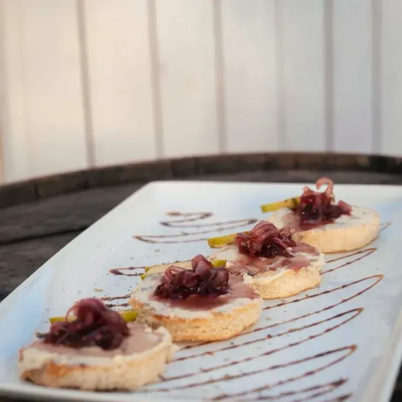 Roquefort brusquettes with caramelized onion