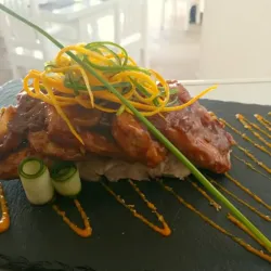 Pork loin in aged sauce