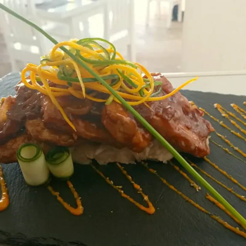 Pork loin in aged sauce