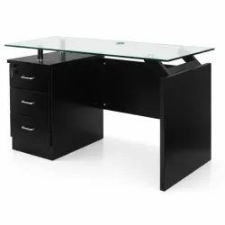 MESA DE ESCRITORIO VIDRIO NEGRA