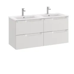 Pack conjunto de mueble de base de 4 gavetas, lavabo doble y espejo eidos con luz led (1200mm)