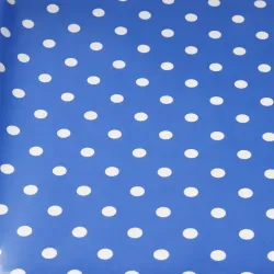 PAPEL DE REGALO AZUL CON BOLAS BLANCAS