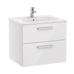 Roca unik mueble 800x46 con 2 gavetas de roble texturizado incluye lavabo centrado de color blanco