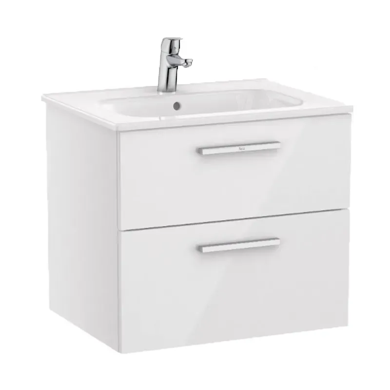Roca unik mueble 800x46 con 2 gavetas de roble texturizado incluye lavabo centrado de color blanco