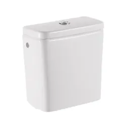 Tanque con tapa, juego fijación y mecanismo doble pulsador 4.5/3 litros alimentación, inferior blanco