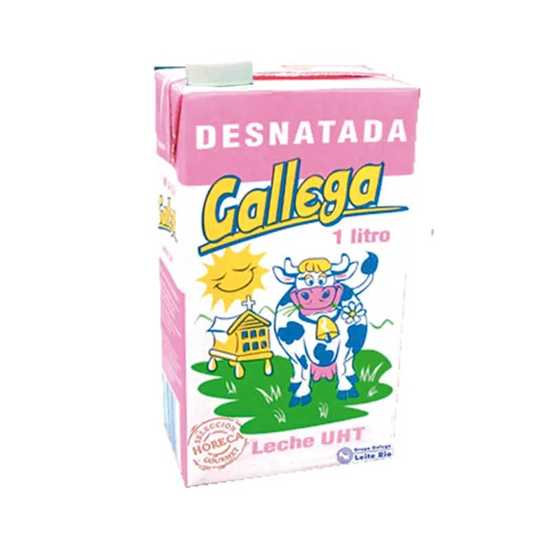 Leche UHT Desnatada GALLEGA Brick con tapón 1L 6U/Caja