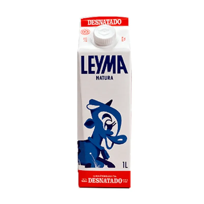 Leche UHT desnatada LEYMA envase elopak con tapón 1L 6u/Caja