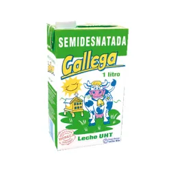 Leche UHT Semidesnatada GALLEGA Brick con tapón 1L 6U/Caja
